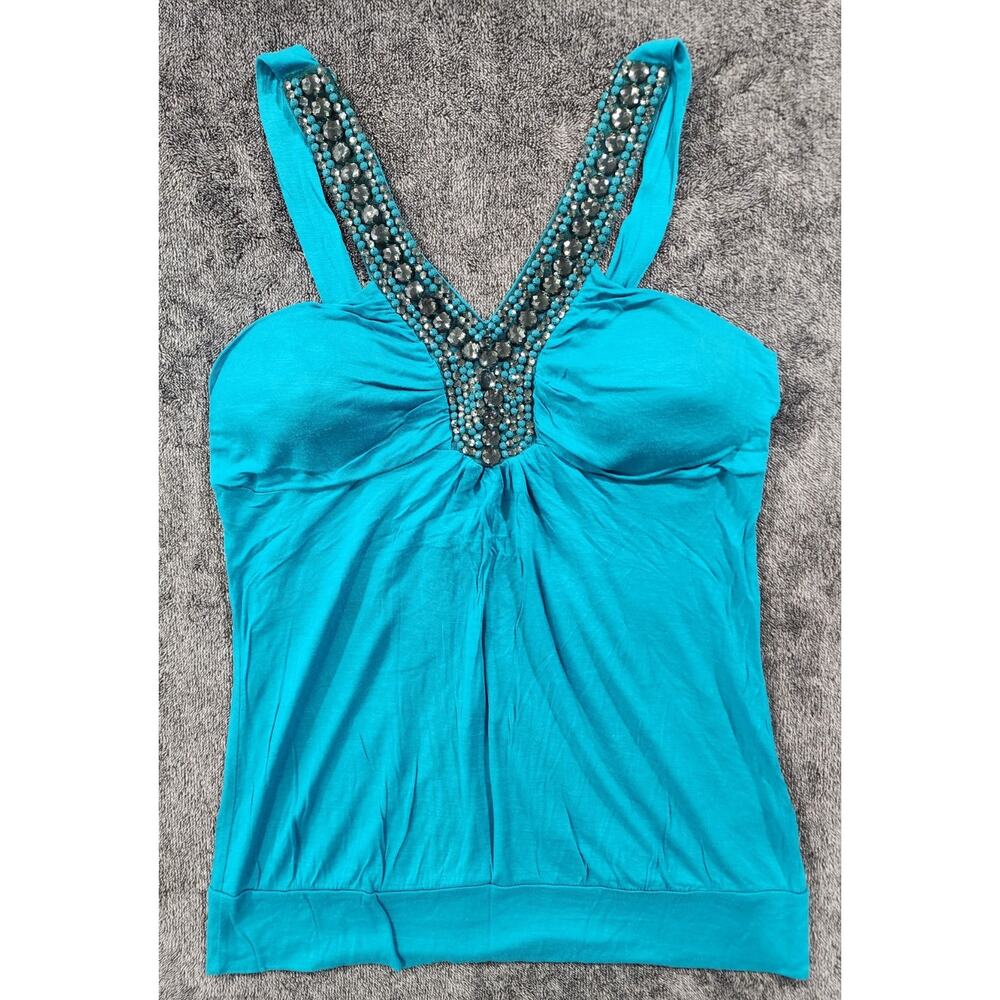 VINTAGE Charlotte Russe Embellished V Shoulder Strap Padded Top, Womens Large